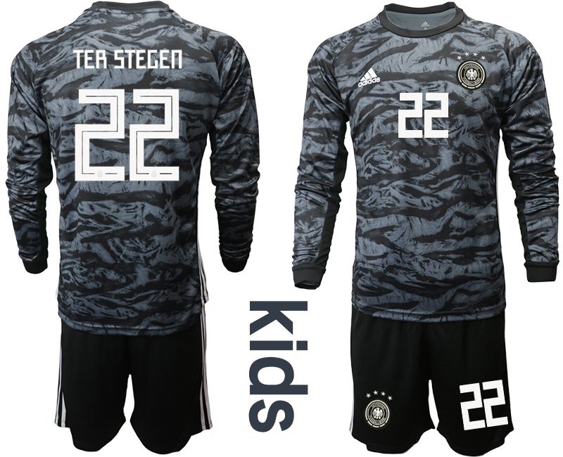 Youth 2019-2020 Season National Team Germany black long sleeve goalkeeper #22 Soccer Jersey->germany jersey->Soccer Country Jersey